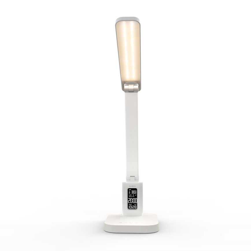 Candeeiro de mesa LED tátil recarregável e dimerizável com visor LED/7,5W/1200 mAh 3000/4000/5700K CRI 90 branco