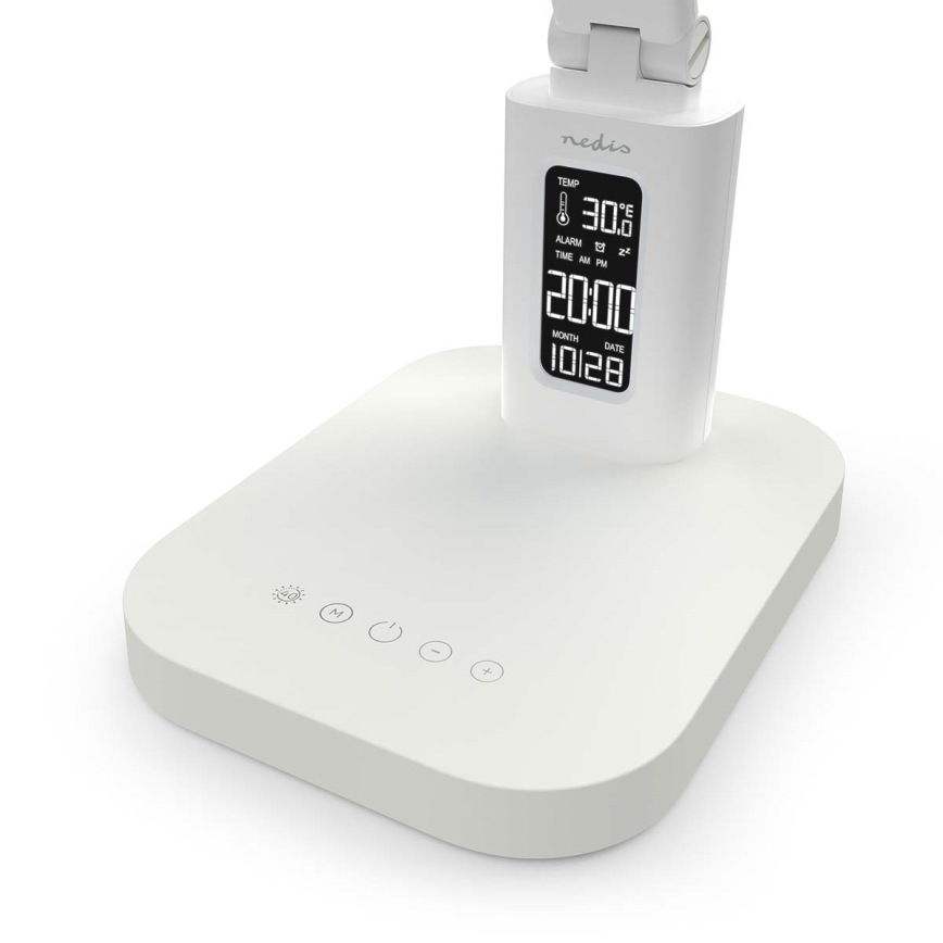 Candeeiro de mesa LED tátil recarregável e dimerizável com visor LED/7,5W/1200 mAh 3000/4000/5700K CRI 90 branco