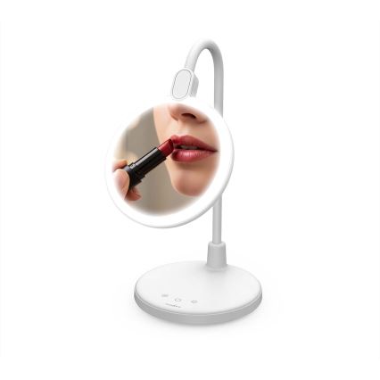 Lâmpada LED tátil recarregável dimerizável com espelho LED/6W/1200 mAh 3000/4000/5700K CRI 90 branca