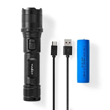 Lanterna LED dimerizável de alumínio recarregável LED/10W/5V 2200 mAh IPX4 preta