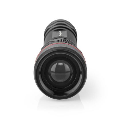 Lanterna de alumínio recarregável dimerizável LED, 10W/5V, 2200 mAh, IPX7, preta