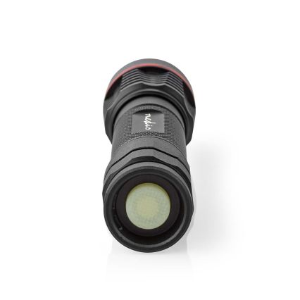 Lanterna de alumínio recarregável dimerizável LED, 10W/5V, 2200 mAh, IPX7, preta