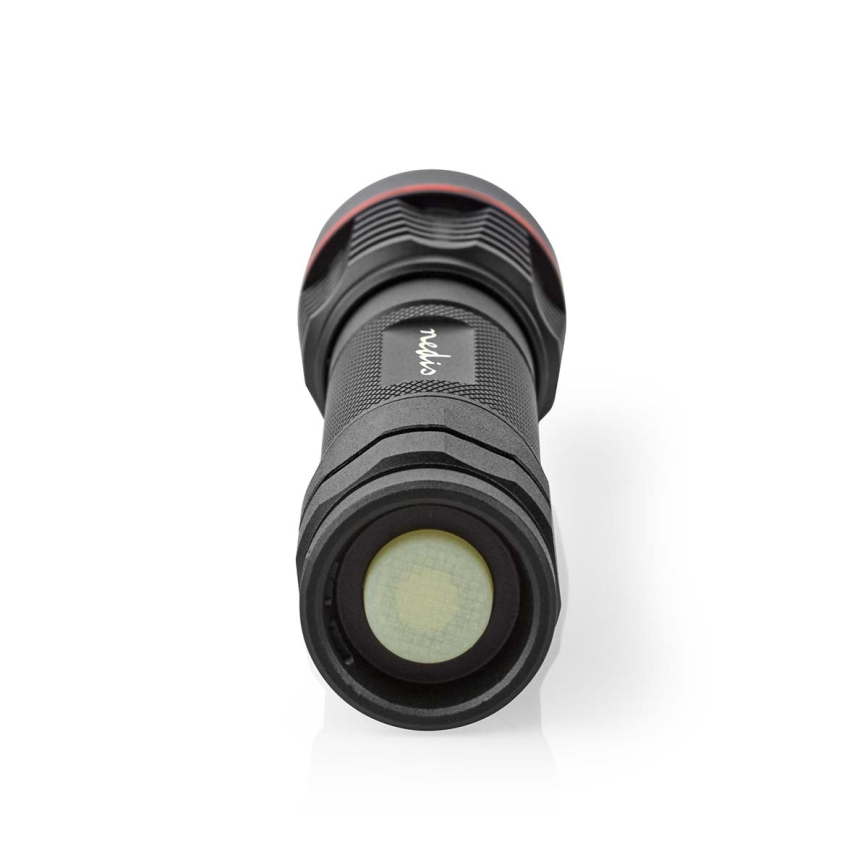 Lanterna de alumínio recarregável dimerizável LED, 10W/5V, 2200 mAh, IPX7, preta