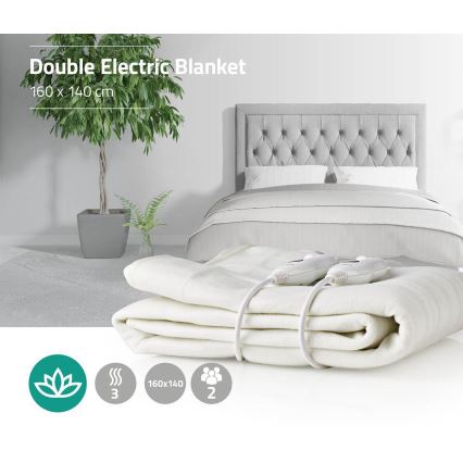 Manta elétrica aquecida para duas pessoas 120W/230V 160x140 cm