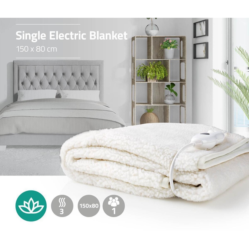 Manta elétrica aquecida 60W/230V 150x80 cm de lã