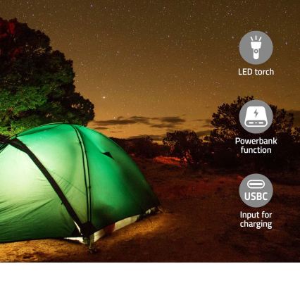 Rádio DAB+/FM com manivela, painel solar e lanterna LED 5V/2500 mAh verde/preto