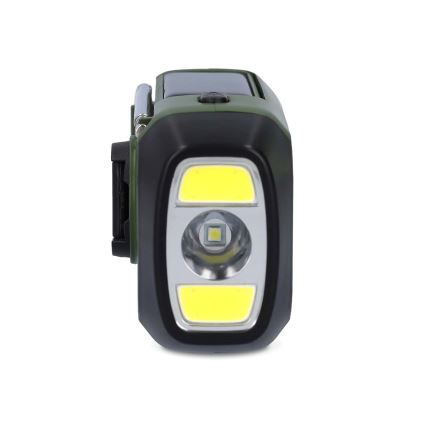 Rádio DAB+/FM com manivela, painel solar e lanterna LED 5V/2500 mAh verde/preto
