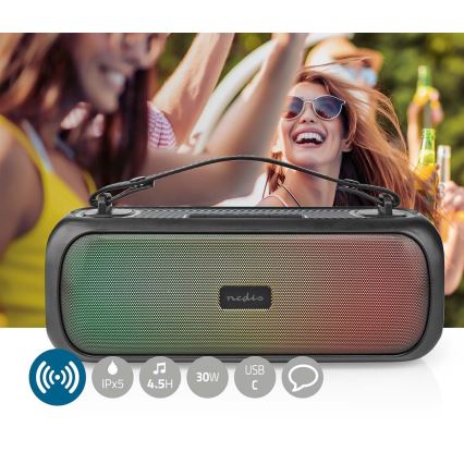 Coluna de som recarregável LED RGB 45W/3000 mAh IPX5