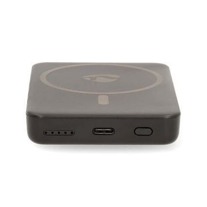 Power Bank 2 em 1 magnética com carregamento sem fios MagSafe 5000 mAh preta