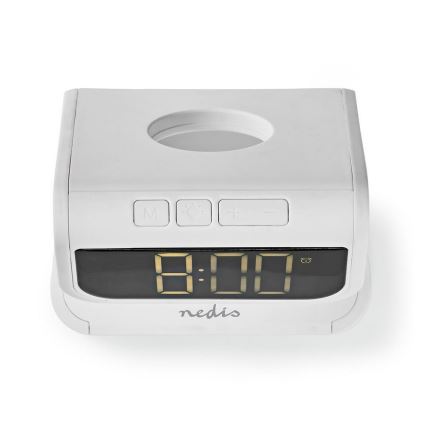 LED RGB Despertador com um carregador sem fios LED/10W/5V branco