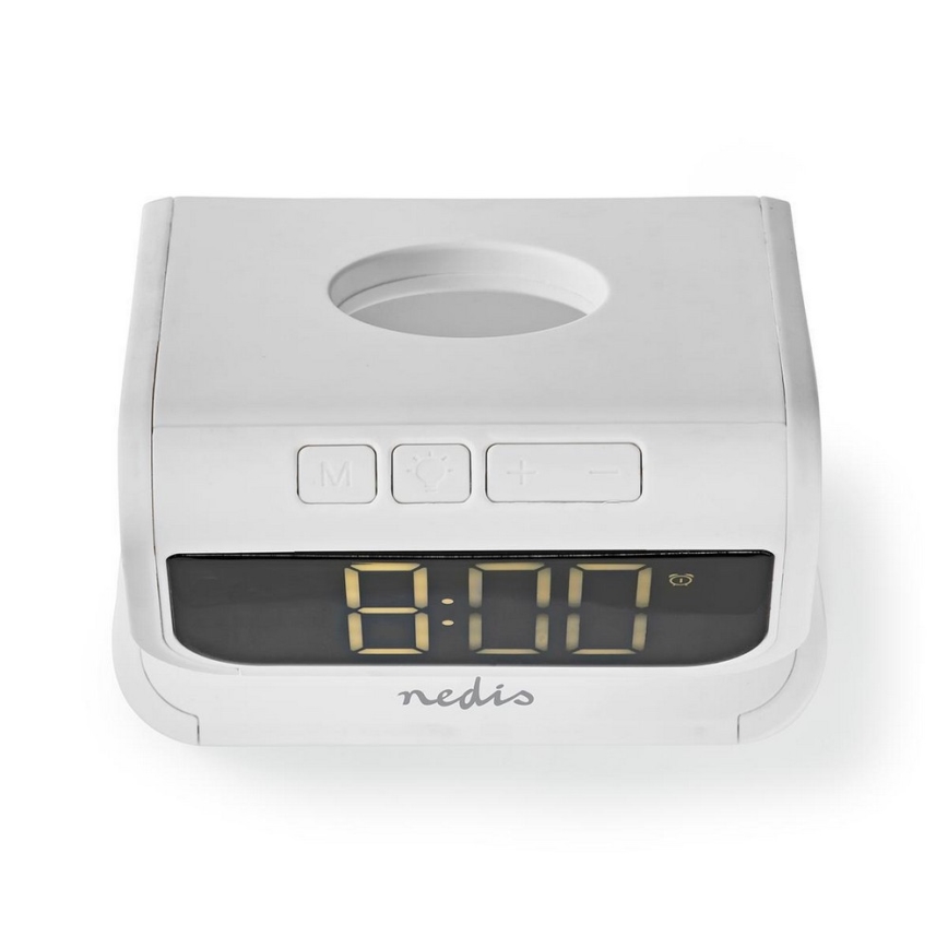 LED RGB Despertador com um carregador sem fios LED/10W/5V branco