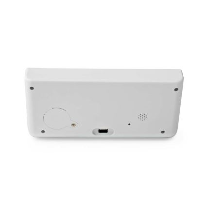 Despertador com ecrã LCD e carregador sem fios 15W/5V + 1xCR2032 branco
