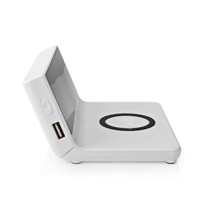 Despertador com ecrã LCD e carregador sem fios 15W/5V + 1xCR2032 branco