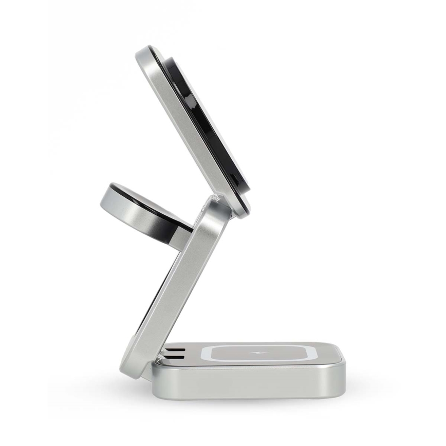 Carregador sem fios 3em1 15W prateado