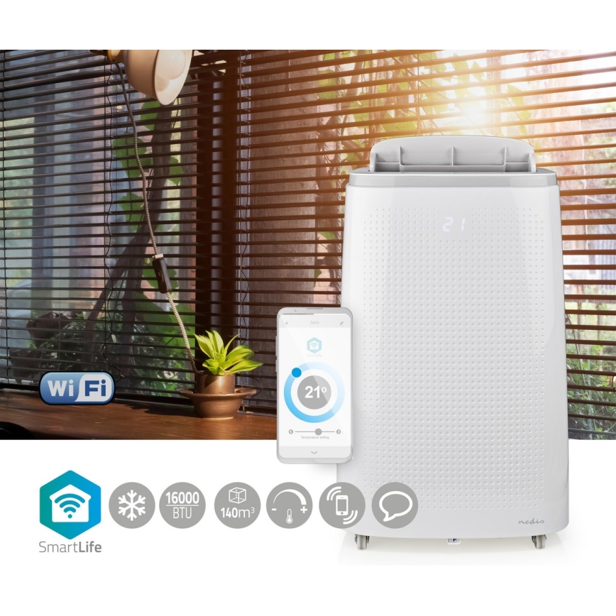 Ar condicionado inteligente e portátil 3 em 1, incluindo acessórios 1800W/230V 16000 BTU Wi-Fi + comando