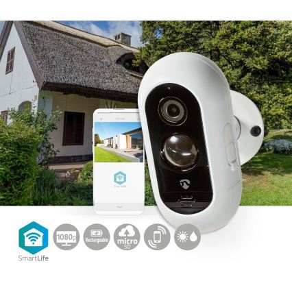 Câmara IP inteligente recarregável para exterior com sensor PIR Full HD 1080p 5V/5200mAh Wi-Fi IP65