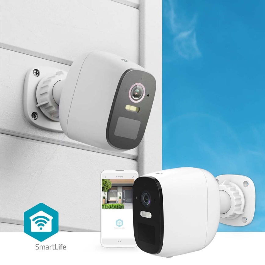 Câmara recarregável inteligente para exterior com sensor SmartLife 4MP Quad HD 1440p 5V/5200mAh Wi-Fi Tuya IP66