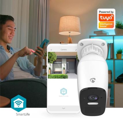 Câmara recarregável inteligente para exterior com sensor SmartLife 4MP Quad HD 1440p 5V/5200mAh Wi-Fi Tuya IP66