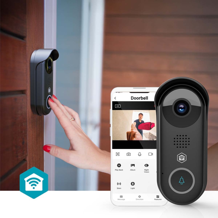 Campainha de vídeo inteligente com sensor de movimento SmartLife — 5V, Full HD 1080p, IP54, Wi‑Fi, Tuya
