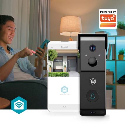 Campainha de vídeo SmartLife com sensor de movimento, bateria de 4400 mAh, 2x Full HD 1080p, IP54, Wi-Fi, compatível com Tuya