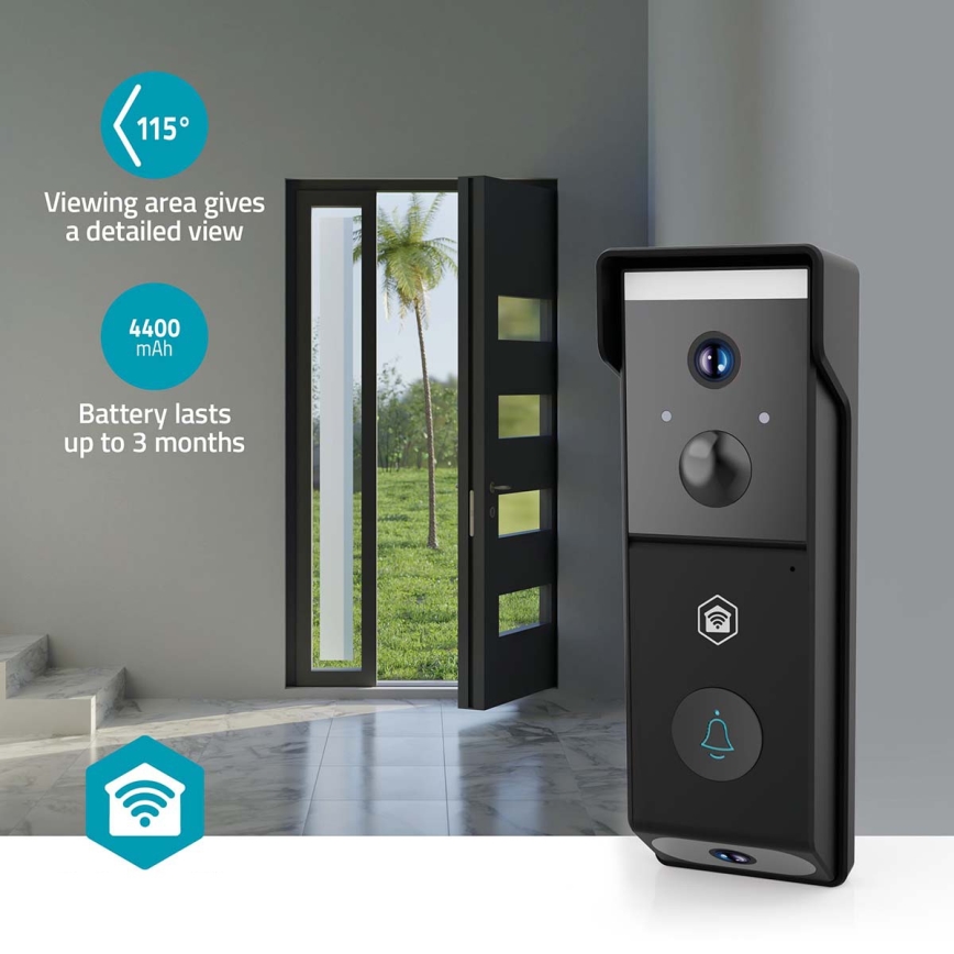 Campainha de vídeo SmartLife com sensor de movimento, bateria de 4400 mAh, 2x Full HD 1080p, IP54, Wi-Fi, compatível com Tuya