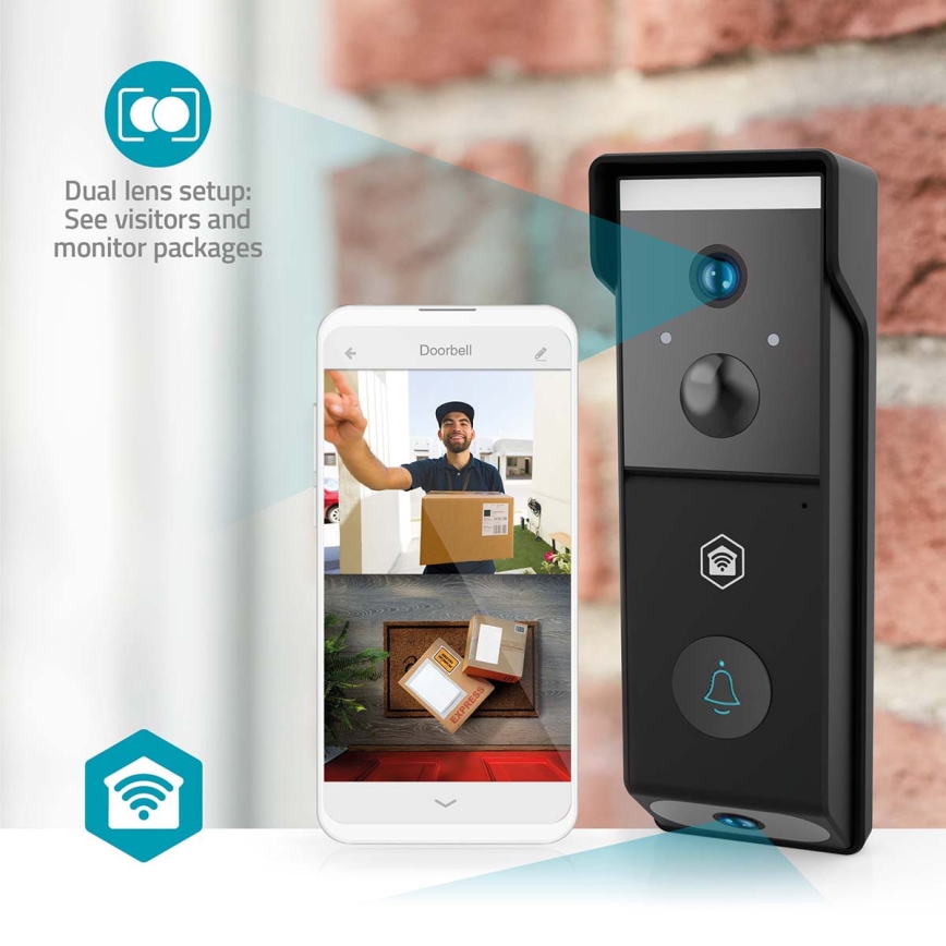 Campainha de vídeo SmartLife com sensor de movimento, bateria de 4400 mAh, 2x Full HD 1080p, IP54, Wi-Fi, compatível com Tuya