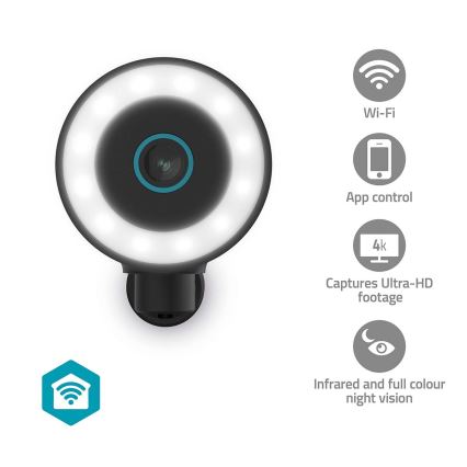Câmara exterior inteligente SmartLife 5V 4K 8MP 3840x2160p IP65 Wi-Fi Tuya