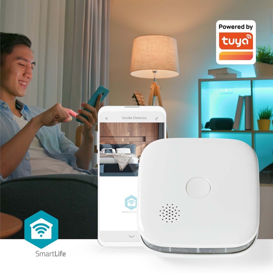 Detetor de fumos SmartLife 3V/1xCR123A Wi-Fi Tuya