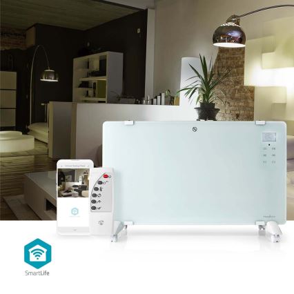 Aquecedor elétrico/convector 2000W/230V com Wi‑Fi, IP24 e termostato