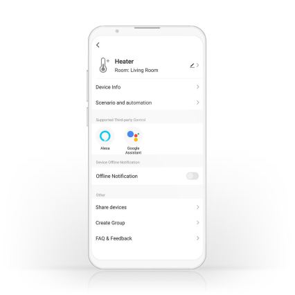 Aquecedor elétrico/convector 2000W/230V com Wi‑Fi, IP24 e termostato