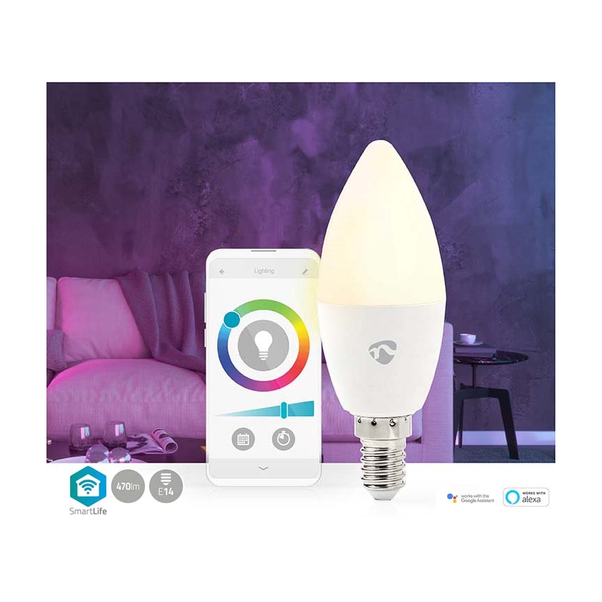 Lâmpada LED RGB com regulação Smartlife E14/4,9W/230V Wi-Fi 2700-6500K