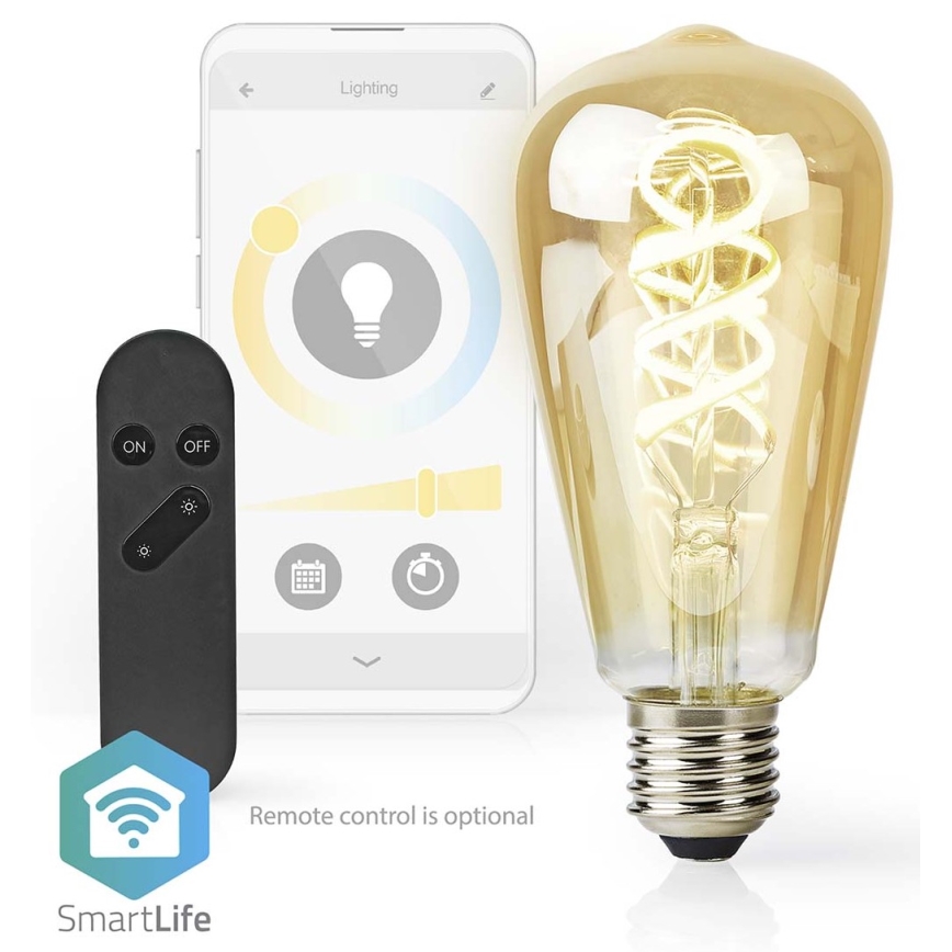 Lâmpada LED com regulação ST64 E27/4,9W/230V Wi-Fi 1800-6500K