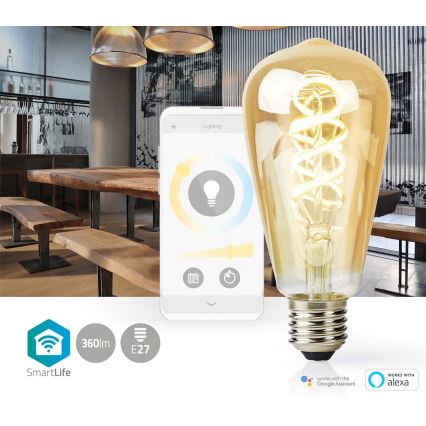Lâmpada LED dimerizável ST64 E27/4,9W/230V Wi-Fi 1800-6500K