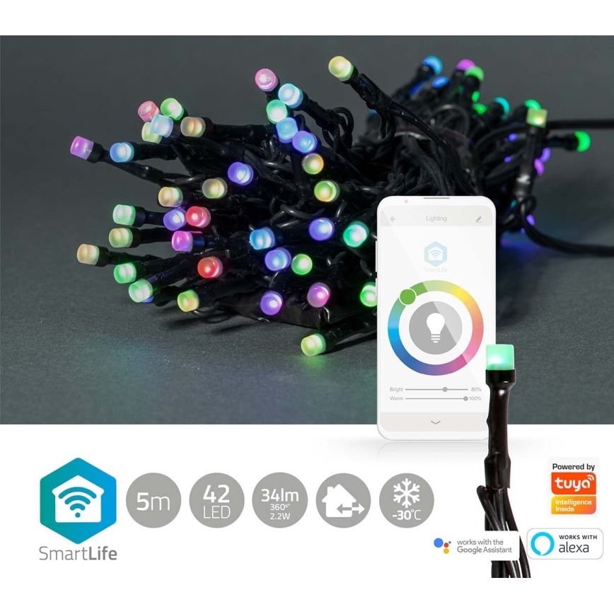 Guirlanda LED RGB para exterior 42xLED/8 funções 8m IP65 Wi-Fi Tuya