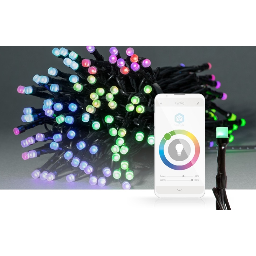 LED RGB cordão de luzes para exterior, 84 LEDs/8 modos, 13 m, IP65, Wi‑Fi Tuya