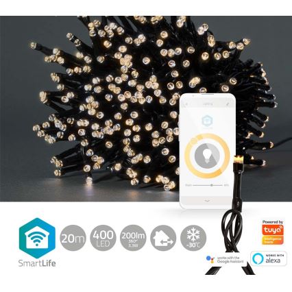 Corrente exterior de Natal LED 400xLED/8 funções 25m IP65 Wi-Fi Tuya branco quente