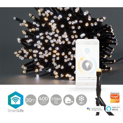 Corrente exterior de Natal LED 400xLED/8 funções 25m IP65 Wi-Fi Tuya branco quente a frio