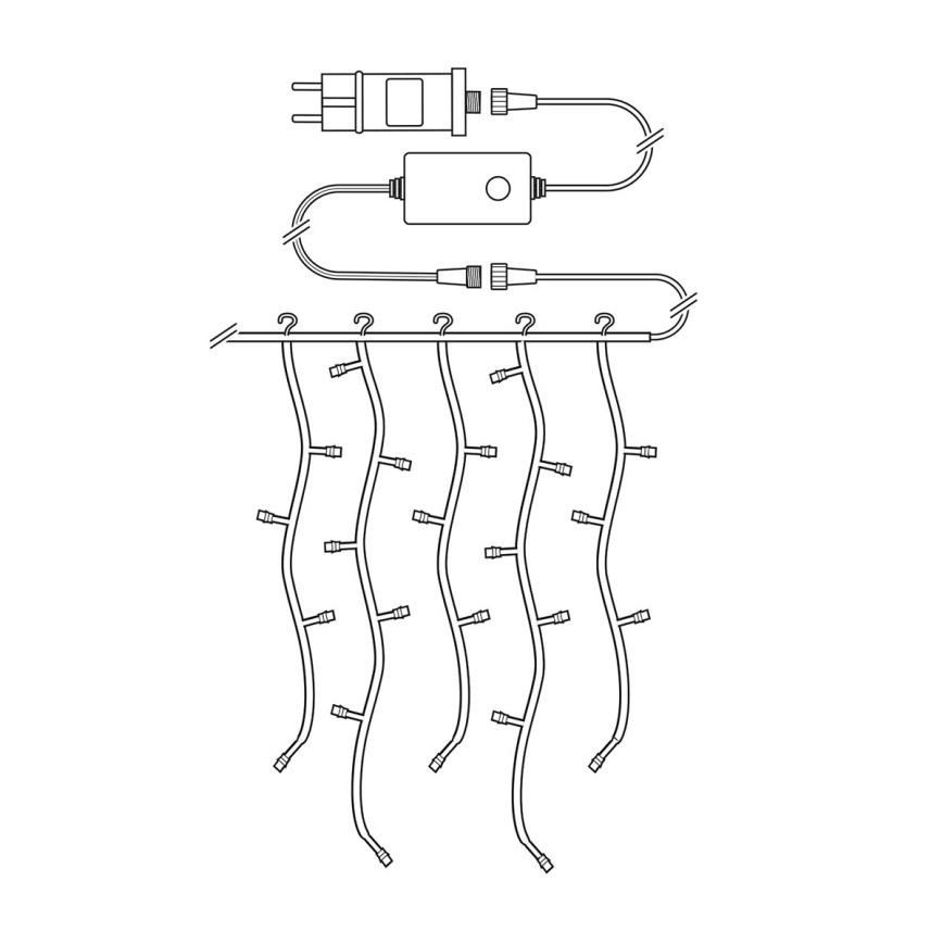 Cortina exterior de Natal LED 400xLED/8 funções 11m IP65 Wi-Fi Tuya branco frio