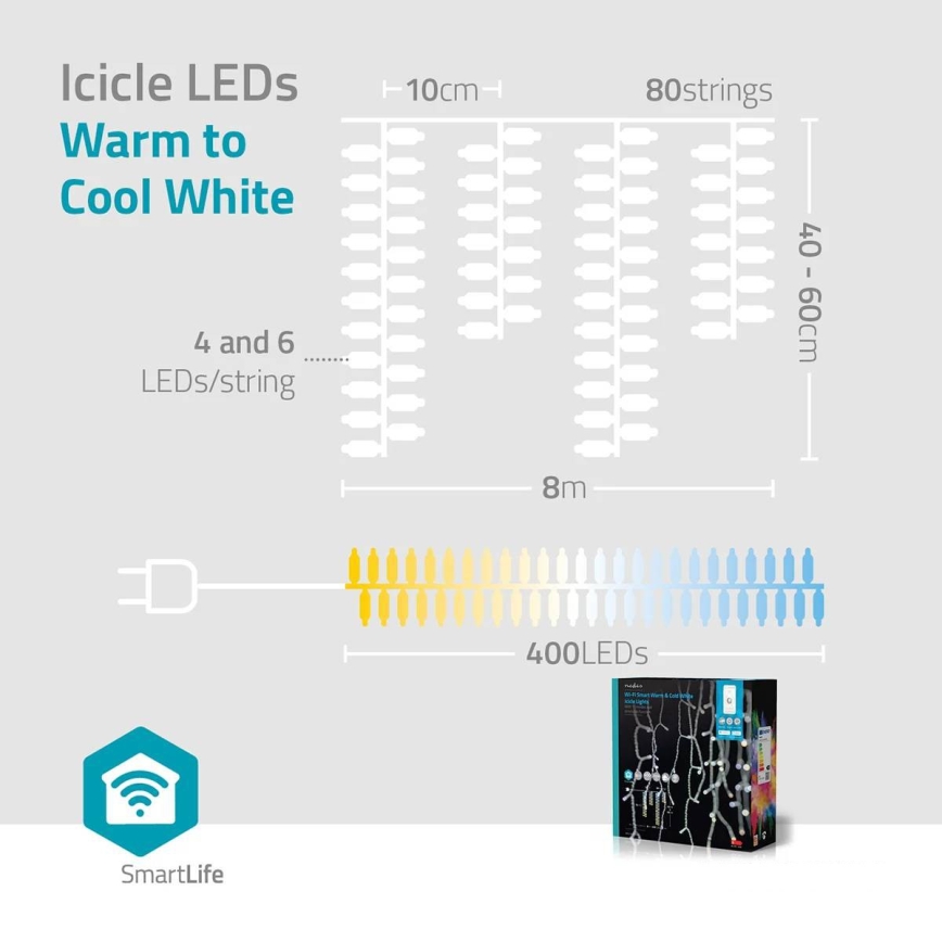 Cortina de Natal LED dimerizável para exterior 400xLED/11 funções 11m IP65 Wi-Fi Tuya