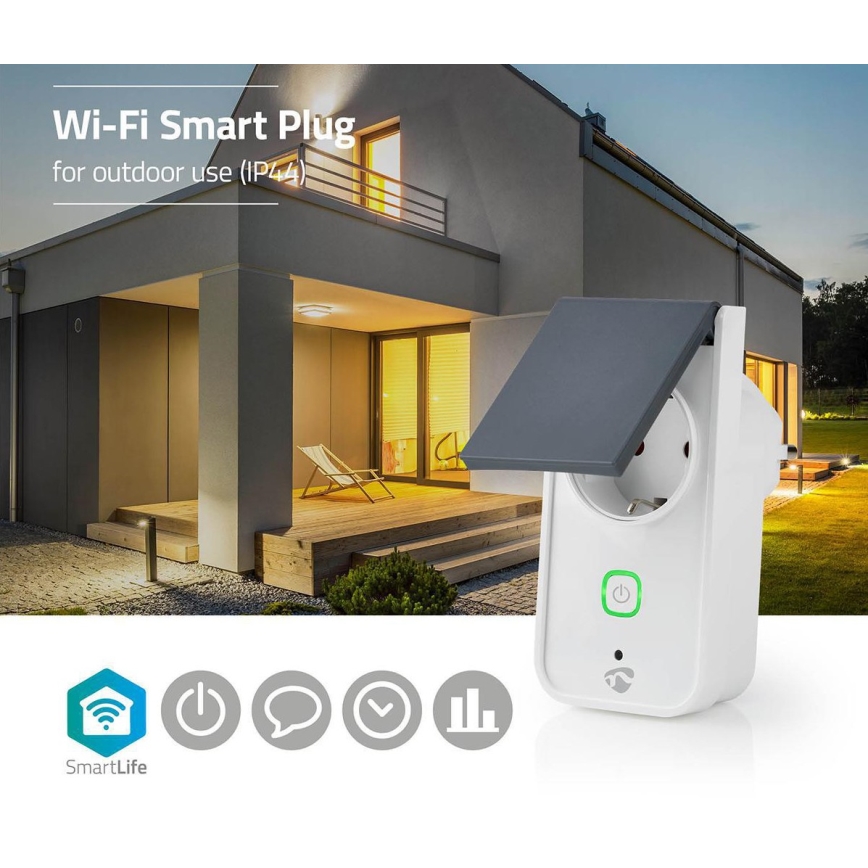 Tomada inteligente para exterior 3680W/230V/Tipo F SCHUKO/16A Wi-Fi IP44