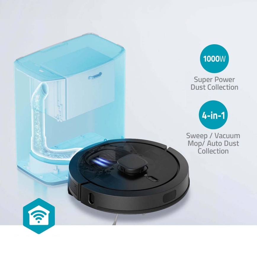 Aspirador robótico inteligente com função mop SmartLife 5200 mAh Wi-Fi Tuya preto + comando à distância