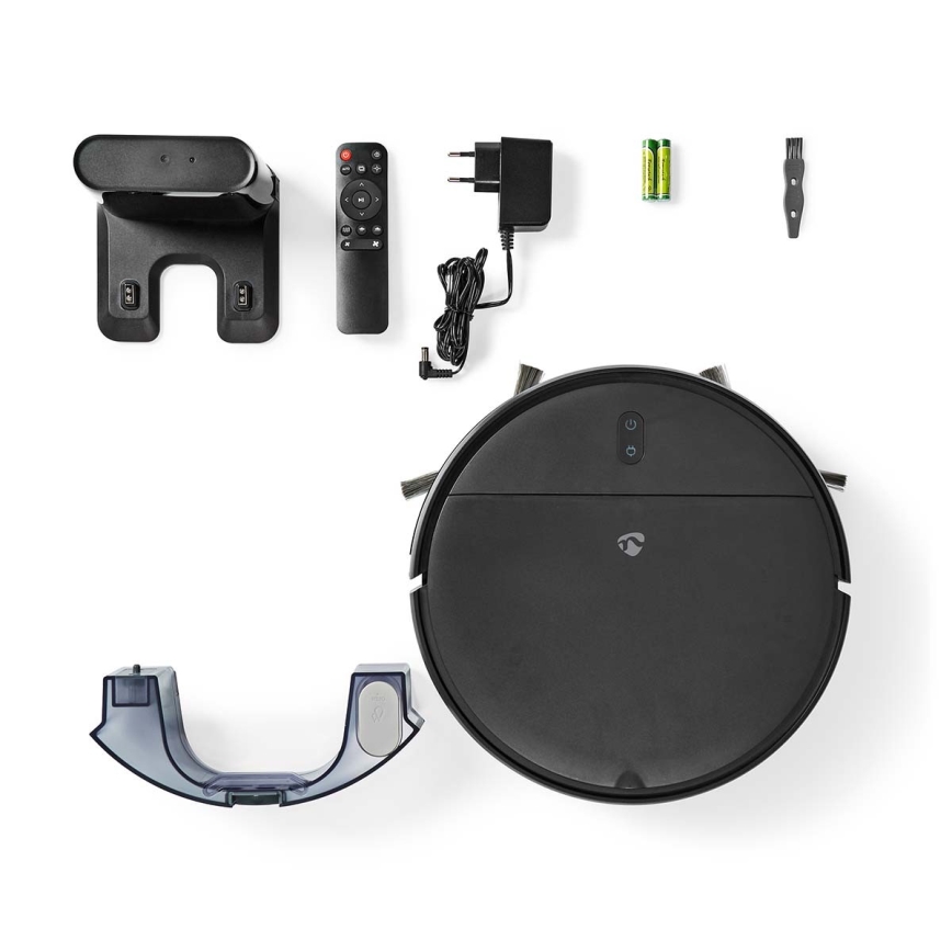 Aspirador robô inteligente com função de mopa 28W/2500 mAh Wi-Fi preto + controlo remoto