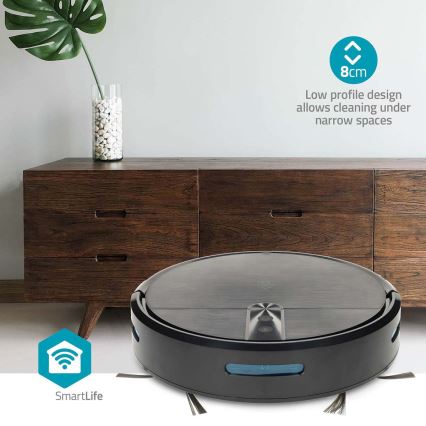 Aspirador robô inteligente com função de mop SmartLife 2600 mAh Wi‑Fi Tuya preto + controlo remoto
