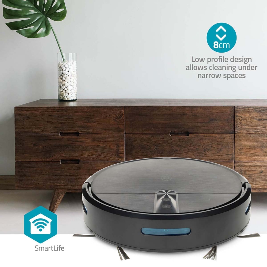 Aspirador robô inteligente com função de mop SmartLife 2600 mAh Wi‑Fi Tuya preto + controlo remoto