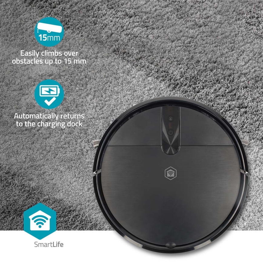 Aspirador robô inteligente com função de mop SmartLife 2600 mAh Wi‑Fi Tuya preto + controlo remoto