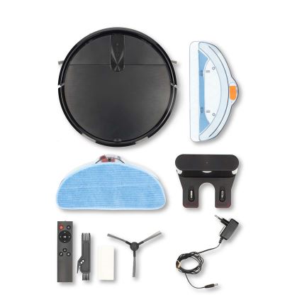 Aspirador robô inteligente com função de mop SmartLife 2600 mAh Wi‑Fi Tuya preto + controlo remoto