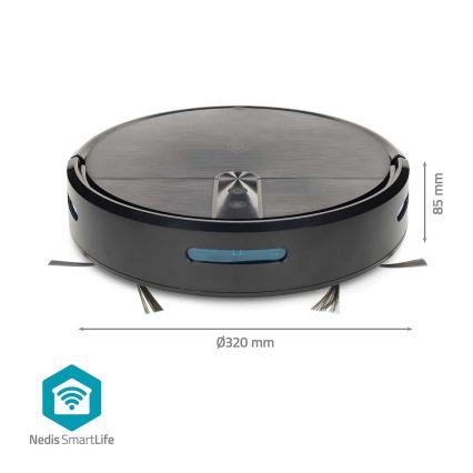 Aspirador robô inteligente com função de mop SmartLife 2600 mAh Wi‑Fi Tuya preto + controlo remoto