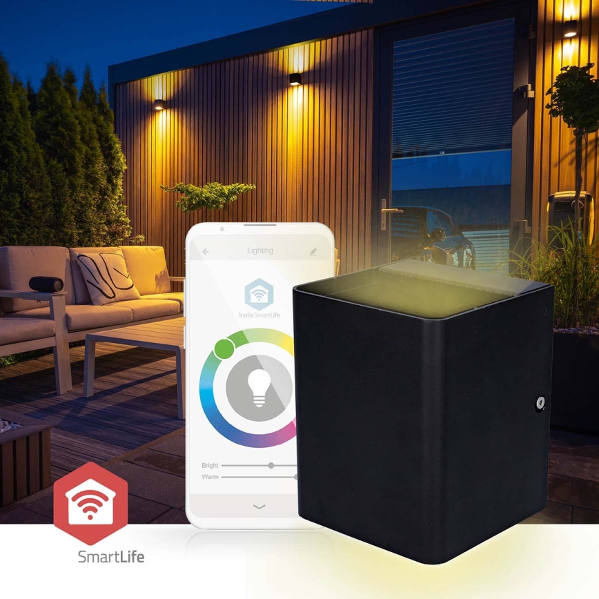 LED RGBW Aplique de parede exterior dimerizável SmartLife LED/12W/230V IP65 Wi-Fi Tuya preto