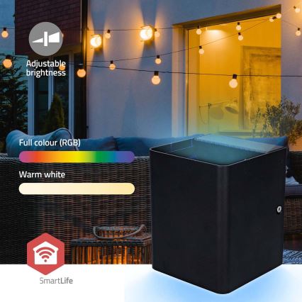 LED RGBW Aplique de parede exterior dimerizável SmartLife LED/12W/230V IP65 Wi-Fi Tuya preto