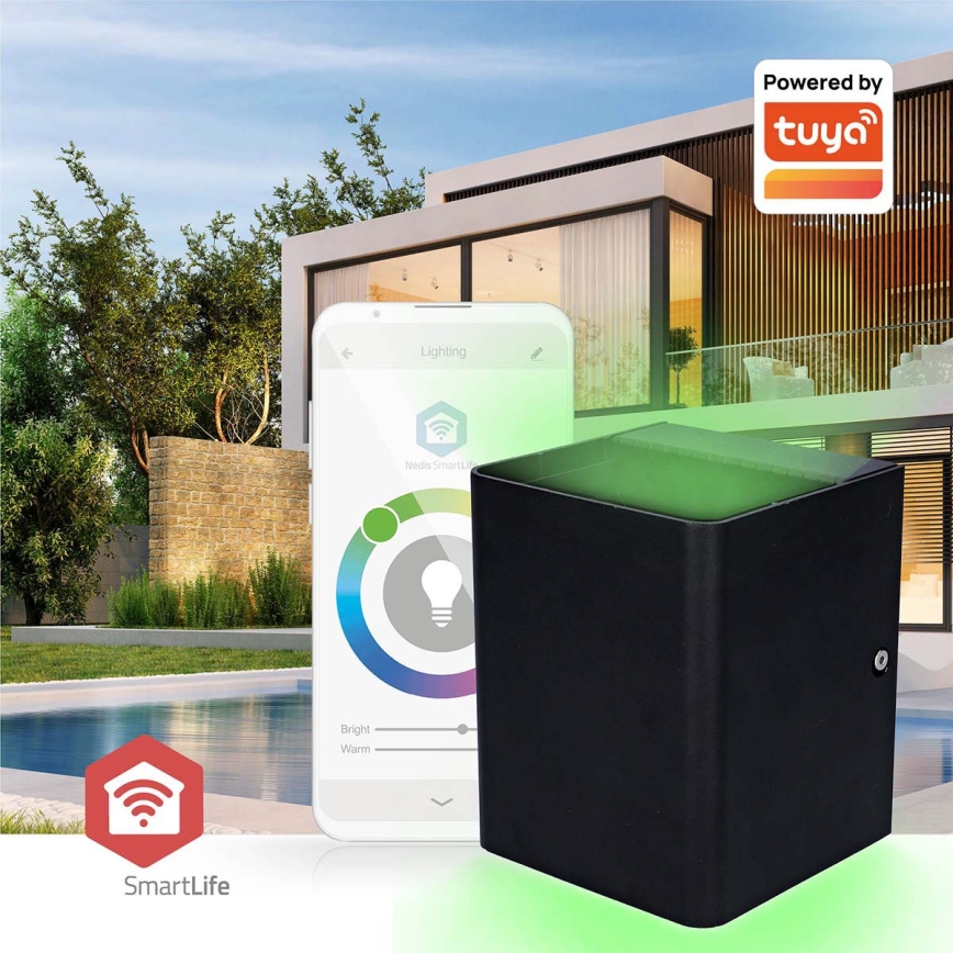 LED RGBW Aplique de parede exterior dimerizável SmartLife LED/12W/230V IP65 Wi-Fi Tuya preto